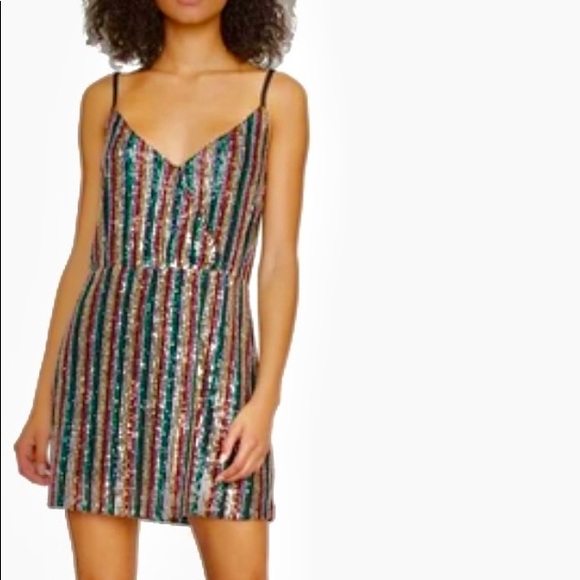 Sanctuary rainbow sequin striped embellished multi cocktail party new with tag - Picture 4 of 14